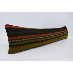 Oreiller Patchwork Kilim en laine brune Oreiller d'accent tissé de luxe 12x48 pouces avec literie portable à imprimé floral vintage pour Noël - Product Image 3