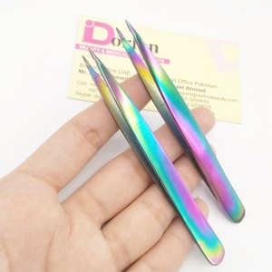 แหนบถอนขนคิ้วสเตนเลสปลายแหลมแหลมที่ทนทานได้รับการรับรองจาก CE สีรุ้งที่ดีที่สุดหรูหรา - Product Image 1