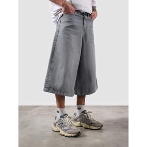 Jorts de Cintura Alta, Transpirables, de Mezclilla con Bordado y Decoración de Botones, Estilo Hip Hop Vintage, Jeans Rectos Tejidos para Verano - Product Image 1