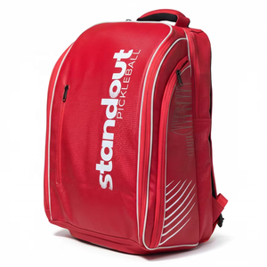 Sac de raquette de pickleball de nouvelle conception 2026, sac en tissu à texture carbone, sac de tennis de padel, couleur rouge, logo personnalisé - Product Image 1