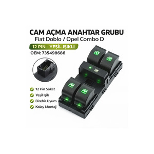 Nuevo Juego de Interruptores de Ventana con Luz Verde de 12 Pines para Fiat Doblo 2010/Opel Combo D 2012, Repuestos para City/Delivery/Express 735498686 - Product Image 1