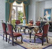 Ensemble de table à manger rectangulaire en teck massif sculpté à la main, contemporain et luxueux, 6 chaises, meubles de maison écologiques et durables
