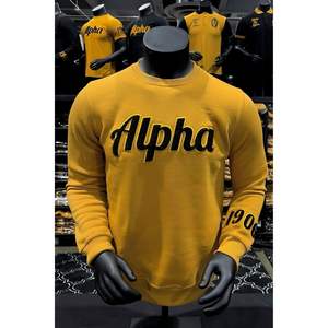 Sweat-shirt à col rond Alpha en or vieilli de qualité supérieure, broderie en chenille personnalisée, vêtements APA, Divine Nine, fraternité grecque, pull - Product Image 6