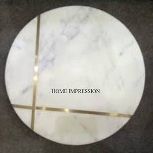 New Pattern Arrival Factory Direct Supply Set of 2 Round <b>Shape</b> Wooden and Marble Made High Standard Quality Chopping <b>Blocks</b> - Product Image 4