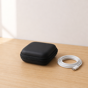 Étui de rangement pour écouteurs EVA, petit sac carré à fermeture éclair, coque rigide pour câble USB, voyage, antichoc - Product Image 2