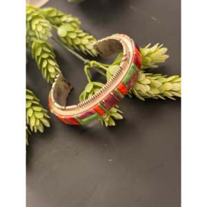 Old Pawn Thomas Francisco Vintage Multi-Stone and Sterling <b>Silver</b> Cobblestone <b>Cuff</b> <b>Bracelet</b> Fashionable Vintage <b>Cuff</b> <b>Bracelets</b> - Product Image 4