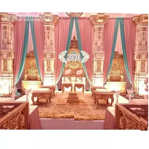 Royal Rajasthani Theme Open Wedding Mandap Indian Ajanta Ellora Pillars Wedding Mandap South Asian Wedding Abhishek Mandapam