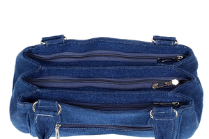 Bolso de hombro de tela vaquera para mujer, bolsa de lona informal hecha de tela vaquera de alta calidad con diseño personalizado y logotipo - Product Image 2