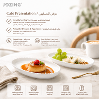 JOZING Plat de service ovale en céramique blanche avec bord perlé, assiette en porcelaine, liquidation directe d'usine, articles de vaisselle pour la cuisine