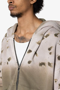 Winter Heavyweight Oversized Ripped Streetwear Men <b>Hoodie</b> Custom logo Sun Faded Distressed <b>Vintage</b> <b>Zip</b>-<b>Up</b> Acid Wash Plain Dyed - Product Image 5