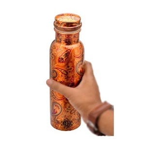 Pure Copper Water <b>Bottle</b> Sport Cap Printed Funeral Design High Thermal Gym Outdoor Activities 1L metal copper <b>bottles</b> - Product Image 1