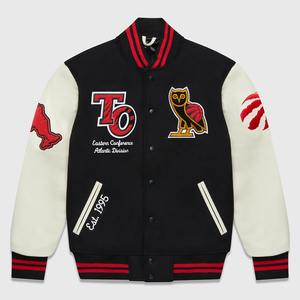 Logotipo de diseño libre Botones arriba Chaquetas universitarias de invierno Chaqueta de Letterman Chaqueta semiformal de béisbol - Product Image 1