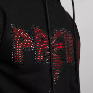 Streetwear vintage délavé à l'acide avec logo en strass personnalisé pull-over bouffant sweats à capuche en éponge française délavés au soleil avec strass - Product Image 3