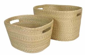 Cesto de Lavandería Premium Ecológico de Jacinto de Agua Tejido a Mano Estilo Vintage Vietnamita para Organización Doméstica Conveniente y Almacenamiento Ordenado - Product Image 3