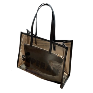 Wholesale Large Clear Shoulder Shopping <b>Tote</b> Bag PVC <b>Plastic</b> With Inner Pouch With Custom Printed Logo - Product Image 3