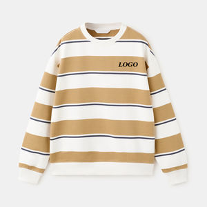 Sweat-shirts décontractés pour garçons à prix avantageux / Sweat-shirt à col rond rayé en mélange de coton pour les acheteurs en gros / Manches longues 2026 - Product Image 1