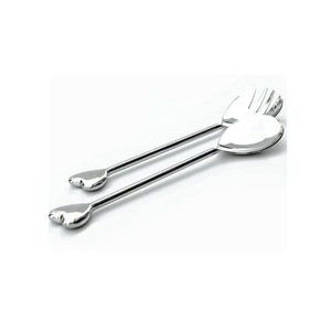 stainless steel & brass dinner serving cutlery set of 2 for hotel & restaurant metal dinner flatware set for kitchen ware - Product Image 2