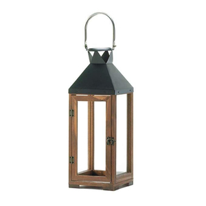 Vente en gros de lanterne métallique en bois décorative écologique pour la maison bougeoir suspendu design unique pour la décoration de jardin de Noël - Product Image 3