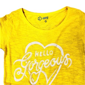 100% Cotton Yellow Ladies <b>T</b>-<b>Shirt</b> Breathable Comfort Wear O-Neck Short Sleeve Water Printed OEM Teenagers Casual - Product Image 2