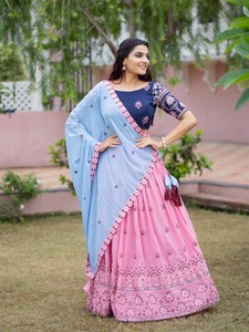 Georgette-ropa de boda de diseño indio con espejo de papel, Bordado de hilo, hermoso trabajo, Lehenga/Chaniya Choli, 2022 - Product Image 2