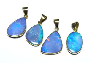 14K Gold Australian Doublet <b>Opal</b> Smooth Cabochon Pendant Loose Gemstone <b>Opal</b> <b>Necklace</b> Pendant in Multi Color for Women's - Product Image 3