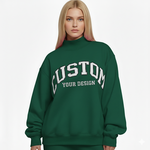 Sudadera de Cuello Alto Personalizada OEM 2026, de Algodón Grueso, Bordada, Suave, Holgada, para Mujer - Product Image 1