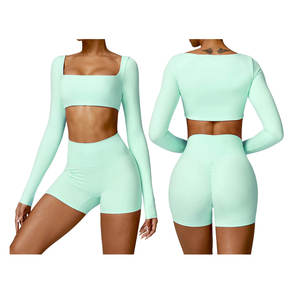 Custom New Quick Dry Gym Yoga Outdoor Sports Running Fitness Long Sleeve Crop Top <b>for</b> Women - Product Image 5