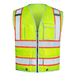 Veste de sécurité sans manches en polyester haute visibilité avec bande réfléchissante certifiée CE, séchage rapide pour les travailleurs de la construction et les travailleurs en extérieur - Product Image 2
