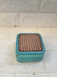 กล่องใส่เครื่องประดับสำหรับเดินทางทำจากหนังอุปกรณ์เสริมสีเทอร์ควอยซ์มีเครื่องมือสำหรับการจัดเก็บของขวัญ - Product Image 4