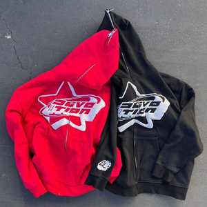 Sudadera con Capucha Unisex de Poliéster/Algodón con Logotipo Personalizado, Impresión 3D en Relieve, Cierre de Cremallera, Corte Regular, Estilo Urbano Otoñal, Cuello con Capucha y Letras - Product Image 6