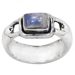 Bague en argent 925 pour homme, bijoux fins, pierre de lune délicate, coupe carrée, pierre brillante, plaqué rhodium, certifiée IGI, bague tendance pour garçon - Product Image 1
