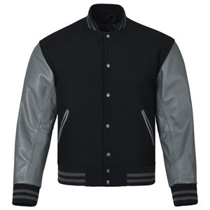 Chaqueta de Cuero Varsity de Último Diseño para Hombre, Piel de Oveja Auténtica con Cuello Varsity en Negro Terracota y Rojo - Product Image 2