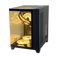 Pcooling casing game Pc casing Gamer Pc kustom m-atx/mini-itx Mid Tower kaca Tempered warna hitam casing komputer