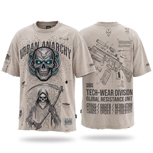 เสื้อยืดสตรีทแวร์ผู้ชาย แขนยาว/สั้น คอกลม วินเทจ สีพื้น ทรงปกติ ผ้าคอตตอนเจอร์ซีย์ 100% โลโก้ด้านหน้า ระบายอากาศได้ดี เป็นมิตรกับสิ่งแวดล้อม - Product Image 3
