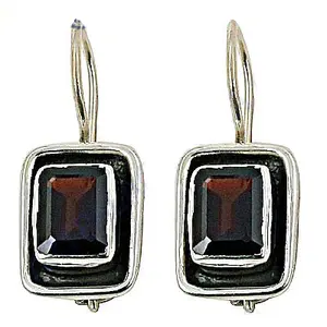 925 Silver Square Gemstone <b>Earrings</b> with Princess Cut <b>Garnet</b> Trendy Women's Jewelry for Weddings Engagements Parties - Product Image 1