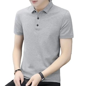 Trendy Brand <b>Men's</b> Summer Polo <b>Shirt</b> <b>Short</b> <b>Sleeves</b> Business Casual Lapel Top Grey <b>Men's</b> Wear <b>White</b> Casual <b>Shirt</b> - Product Image 5