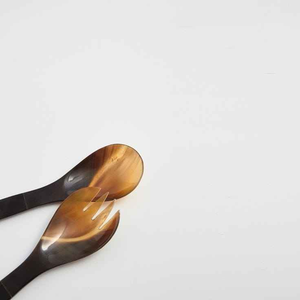 Juego de 2 piezas de cuchara y tenedor de cuerno de búfalo clásico, ecológico y hecho a mano, de 5 pulgadas, para servir en fiestas, India - Product Image 2