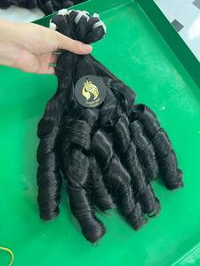 Cloudyhair เวียดนามนุ่มคุณภาพสูงดิบผมสีดําเด้งหยิกผ้าเครื่องคู่ดึงมัด - Product Image 2