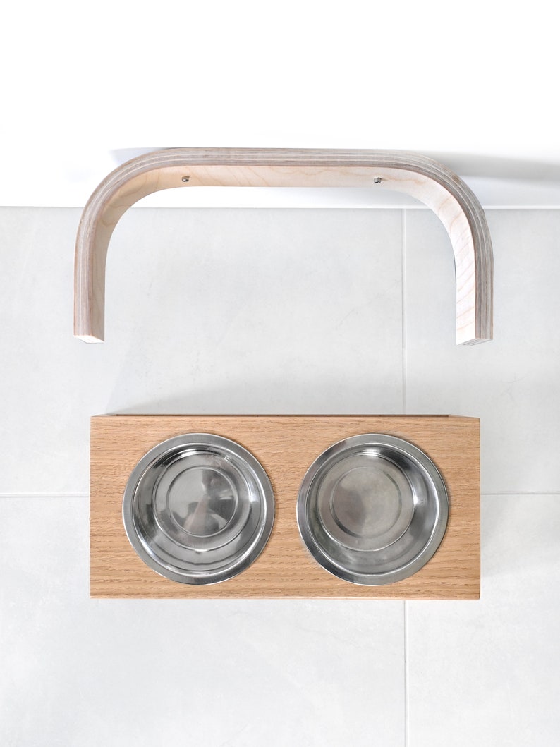 Wooden Dog Cat Feeder Bowl | RM International ANT#I 2285 | Customizable Pet Food Dish