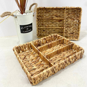 Plateau à couverts tressé pour tiroirs, porte-ustensiles en jacinthe d'eau, plateaux à couverts avec compartiments - Product Image 4