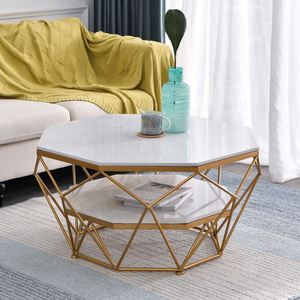 Contemporary Diamond-Shaped Convertible <b>Sofa</b> <b>Table</b> with Stone Top for Living Room - Product Image 2