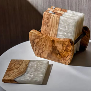 ชุดจานรองแก้วชาทำมือ ทนทาน ทันสมัย ดีไซน์ลายเส้นเรซิ่น ราคาส่งจากอินเดีย ขายดี - Product Image 1