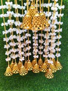 Guirnalda artificial de jazmín con campanas de cuentas doradas duraderas de 4 pies para fiesta, boda india, Festival y decoración de eventos, envío gratis - Product Image 2