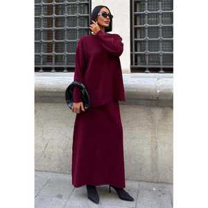 Ensemble jupe midi et tricot 10231 Tissu tricoté confortable - Product Image 5