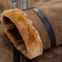 Erkekler İçin Özelleştirilebilir Renkli Tilki Kürkü Dolgulu Kışlık Sıcak Sherpa Shearling Suni Kürk Astarlı Kişiselleştirilebilir Deri Ceket