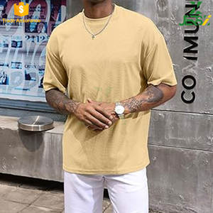 Premium 100% coton 260 GSM poids lourd coupe régulière hommes T-Shirt goutte épaule Logo personnalisé formel tissé respirant séchage rapide - Product Image 6