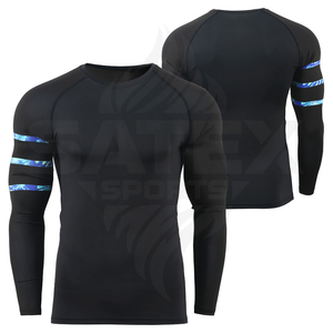 T-shirt de compression à manches longues personnalisé avec logo de surf MMA BJJ, imprimé par transfert thermique, rashguards de Jiu Jitsu anti-UV UPF50+, créez le vôtre - Product Image 3
