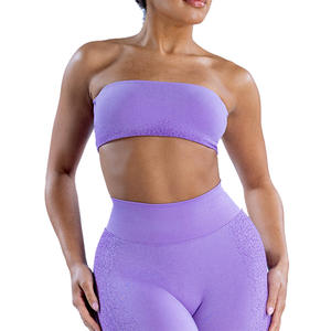 Pantalon trois-quarts à haute élasticité et beau dos ensemble transfrontalier sans couture pêche bout à bout Yoga Fitness Sportswear - Product Image 1