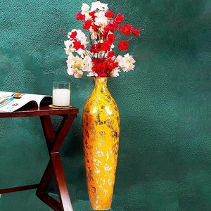 Acabado de alta calidad florero amarillo jarrones adornos decoración del hogar Ideas de regalo de lujo duradero - Product Image 1