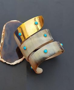 กำไลเขาควายทำมือหรูหราทำด้วยมือเครื่องประดับแฟชั่นสำหรับผู้ชายและผู้หญิง - Product Image 2